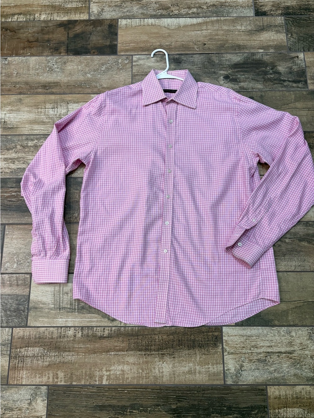 Sean John Pink & White Checked Casual Button-Down Shirt